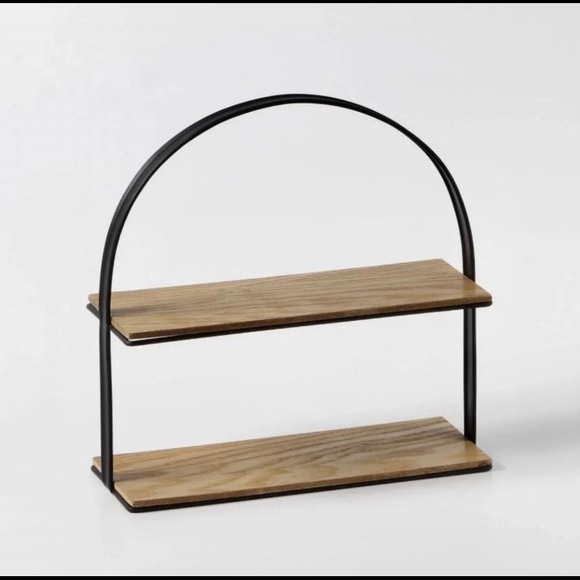 Target Other - TARGET BULLSEYE RUSTIC WOOD & METAL 2 TIERED TRAY